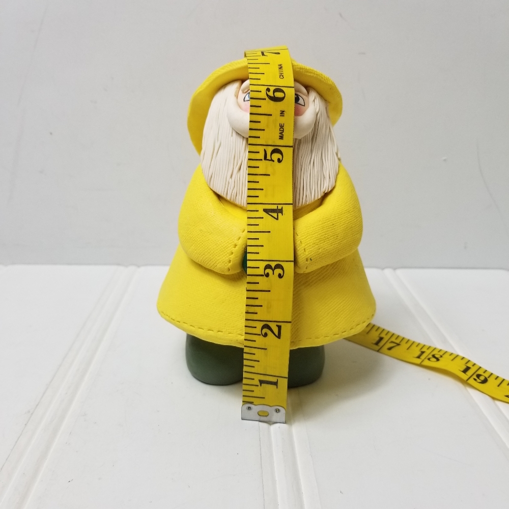Vintage Santa Fisherman Figurine Bread Dough Polymer Clay Coastal Christmas Yell - Picture 11 of 13